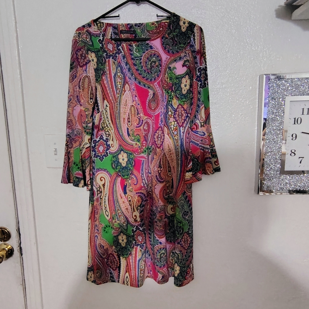 Tommy Hilfiger Pink and Green Paisley Midi Dress